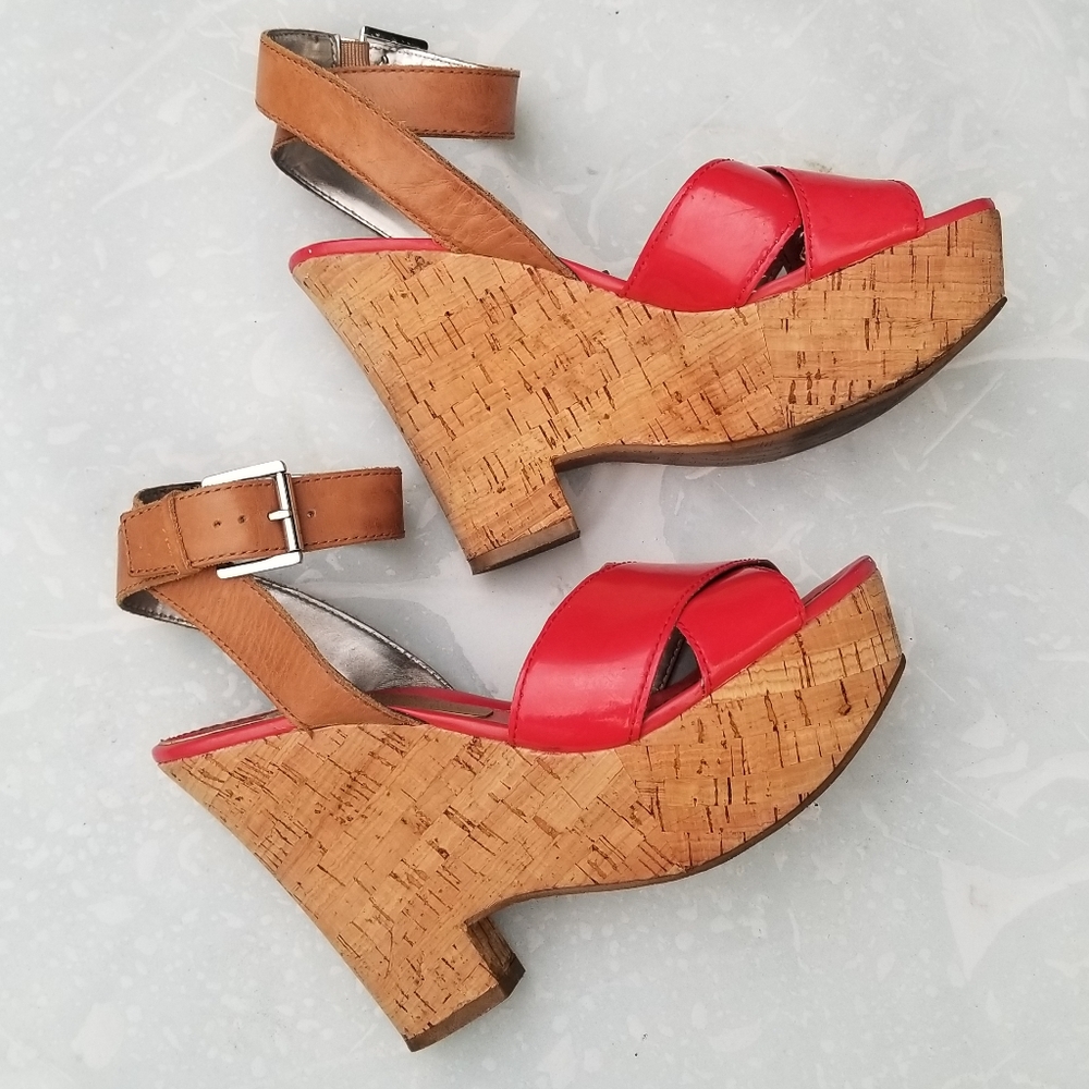 Marc Fisher Red/orange Ankle Strap Size 8 wedges